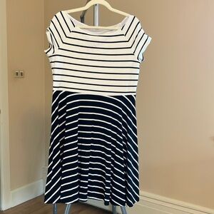 LOFT Striped Flare Dress